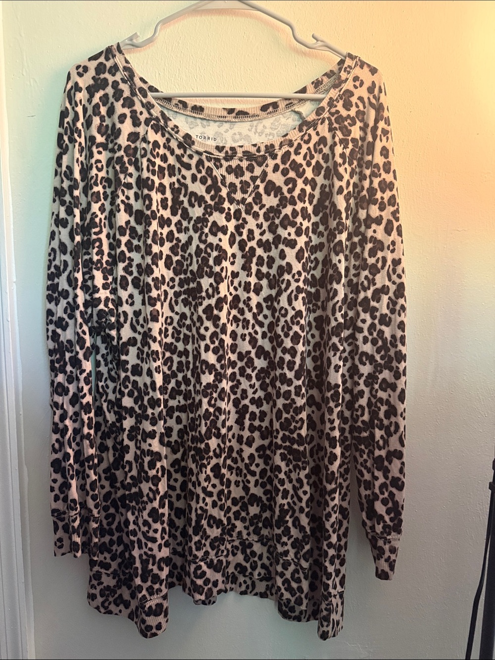 torrid Beige and Black Leopard Print Long Sleeve Tee